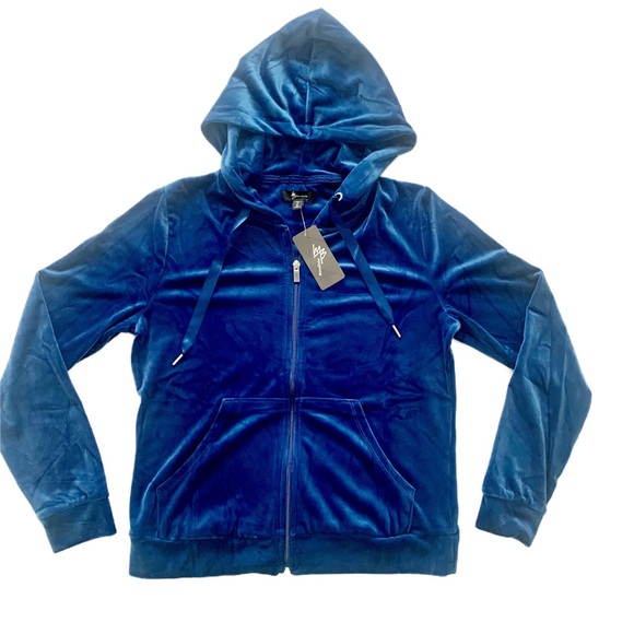 Miss Bebe Blue Women’s Hoodie Size Medium - Picture 2 of 9